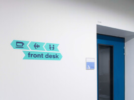 Conference room: door signs, pictogram and room number