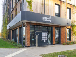 Main entrance: frosted film and company board
