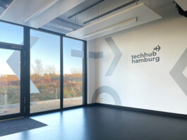 Tape art mural that transitions into the window