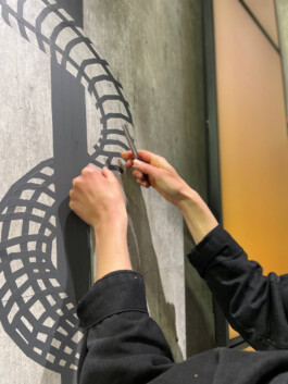 Detail of tape art performance