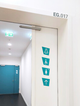 Composition of several icons on door