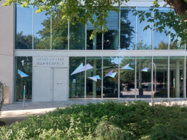 Tape Art on window facade of entrance